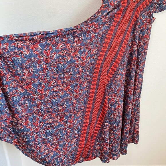 Anthropologie Boemo Double V Neck Cap Sleeve Floral Boho Kaftan Maxi Dre… - Picture 3 of 8